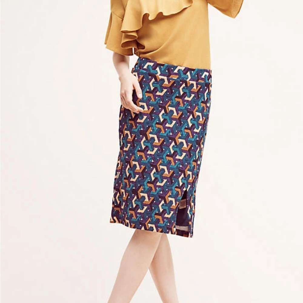 Anthropologie Multicolor Geometric Pencil Skirt